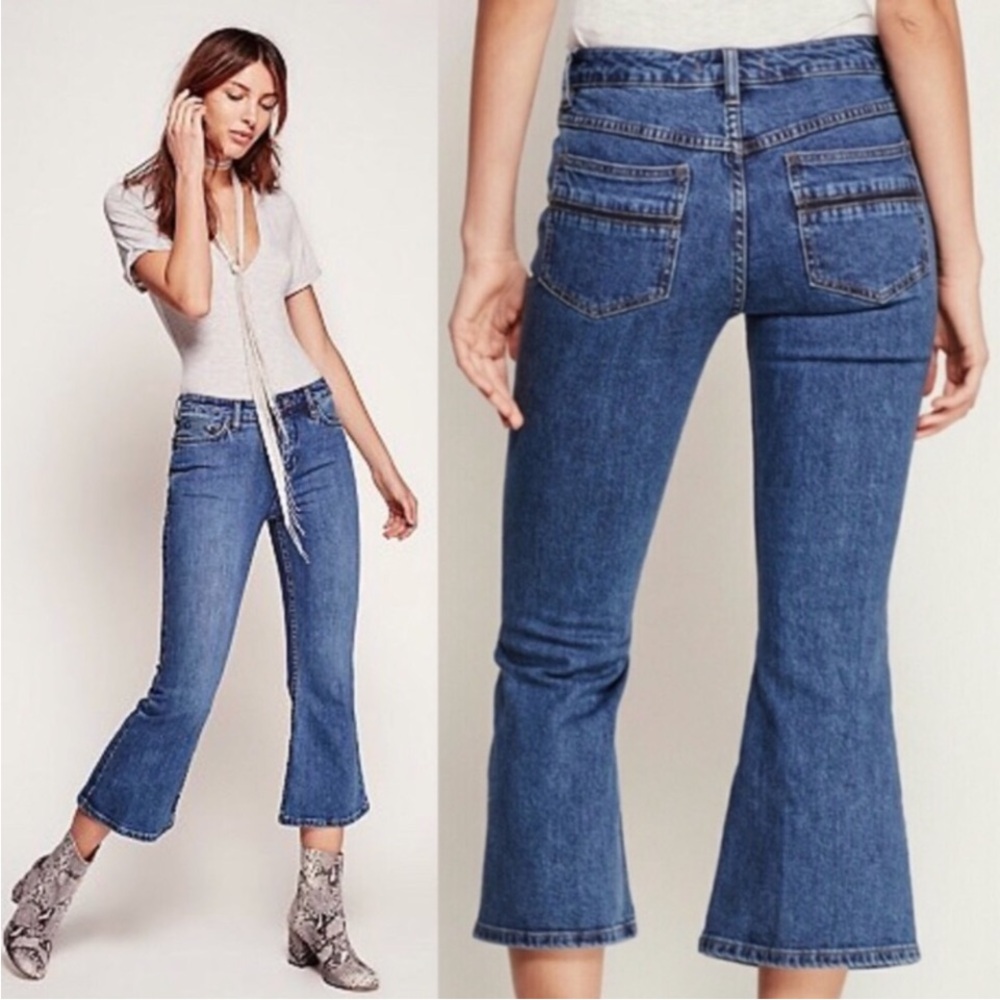 Free People Cropped Flare Jeans Size 26 Chloe On Trend Denim